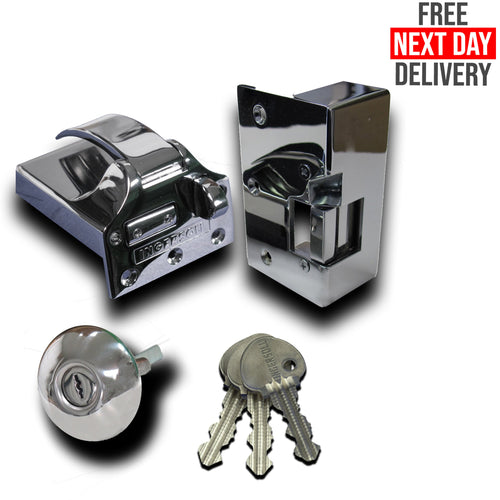 Ingersoll SC73E Non-Double Locking Nightlatch with Electric Release, Classic Cylinder, INWARD-OPENING DOORS, POLISHED CHROME