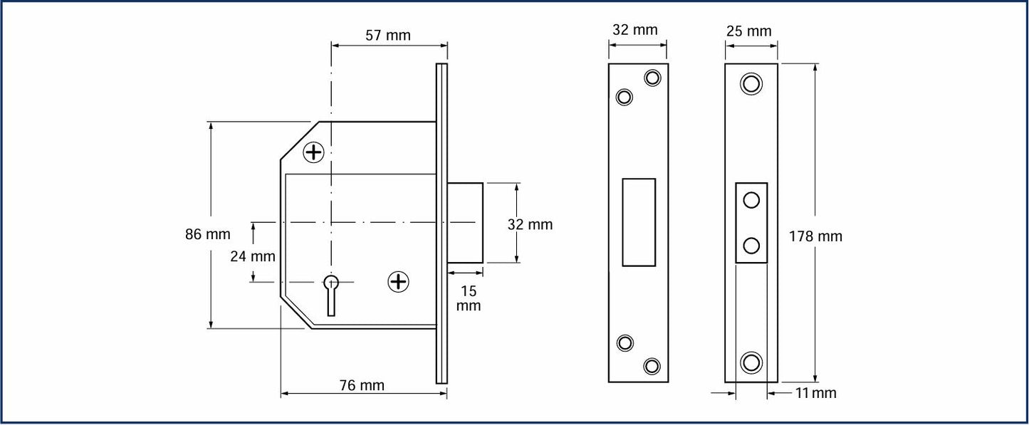 Ingersoll MBS02 3" 5 Lever Mortice Deadlock