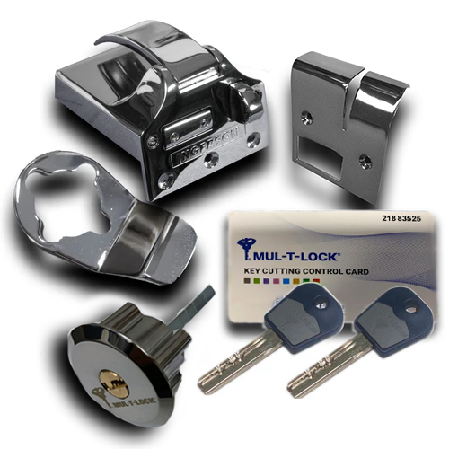 Ingersoll SC73 Non-Double-Locking Nightlatch, Mul-T-Lock Cylinder, OUTWARD-OPENING DOORS, POLISHED CHROME