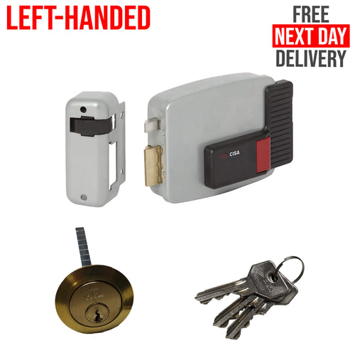 Classic CISA Lock Wooden Doors Cylinder Inward Opening Left Handed Polished Brass