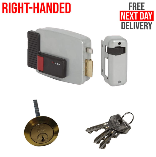 Classic CISA Lock Wooden Doors Cylinder Inward Opening Right Handed Polished Brass