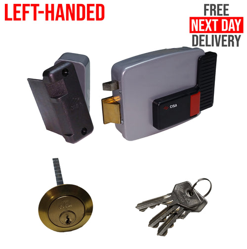 Classic CISA Lock Wooden Doors Cylinder Outward Opening Left Handed Polished Brass
