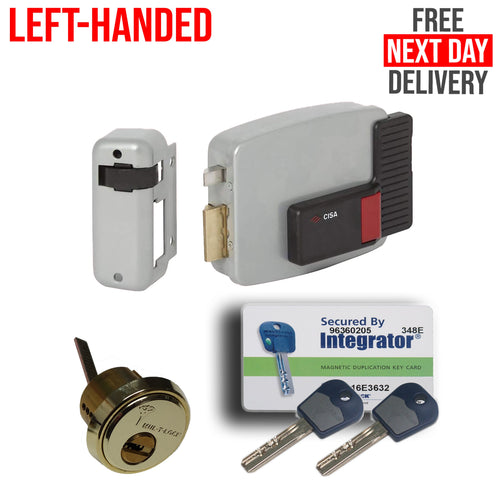 Classic CISA Lock Wooden Doors Mul Cylinder Inward Opening Left Handed Polished Brass