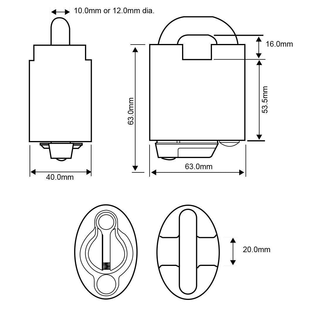 Ingersoll CS712 Close Shackle Padlock 10mm shackle