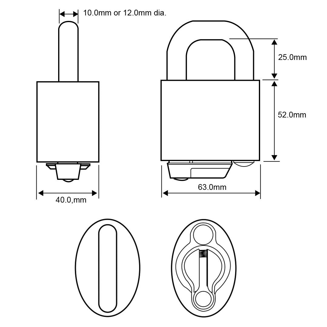 Ingersoll OS711 Open Shackle Padlock 12mm shackle