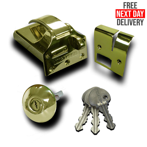 Ingersoll SC71 Double Locking Nightlatch Classic Cylinder Outward Opening Polished Brass