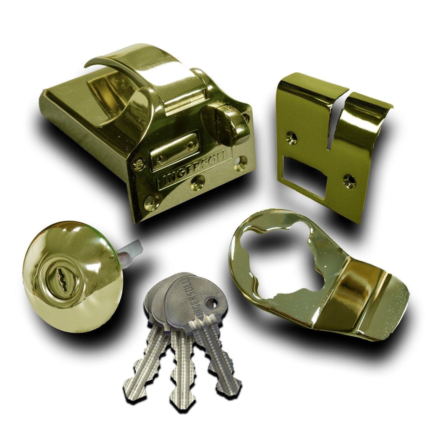Ingersoll SC71 Non Double Locking Nightlatch Classic Cylinder Outward Opening Polished Brass