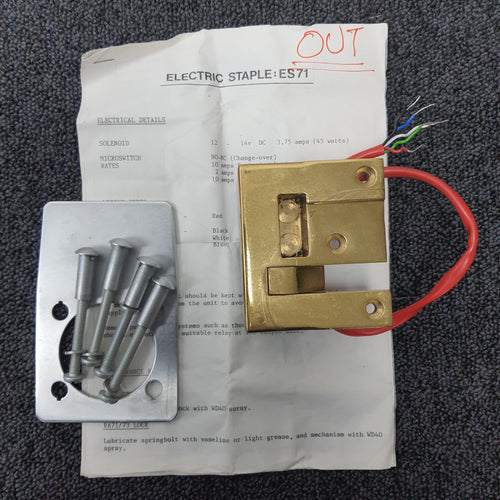 Ingersoll ES71 Electric Outward opening electric staple in Brass
