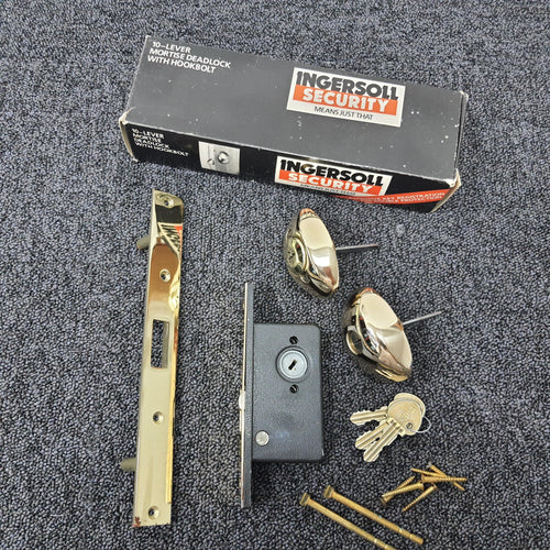 Ingersoll SC74 10-Lever Mortise Deadlock in Polished Brass