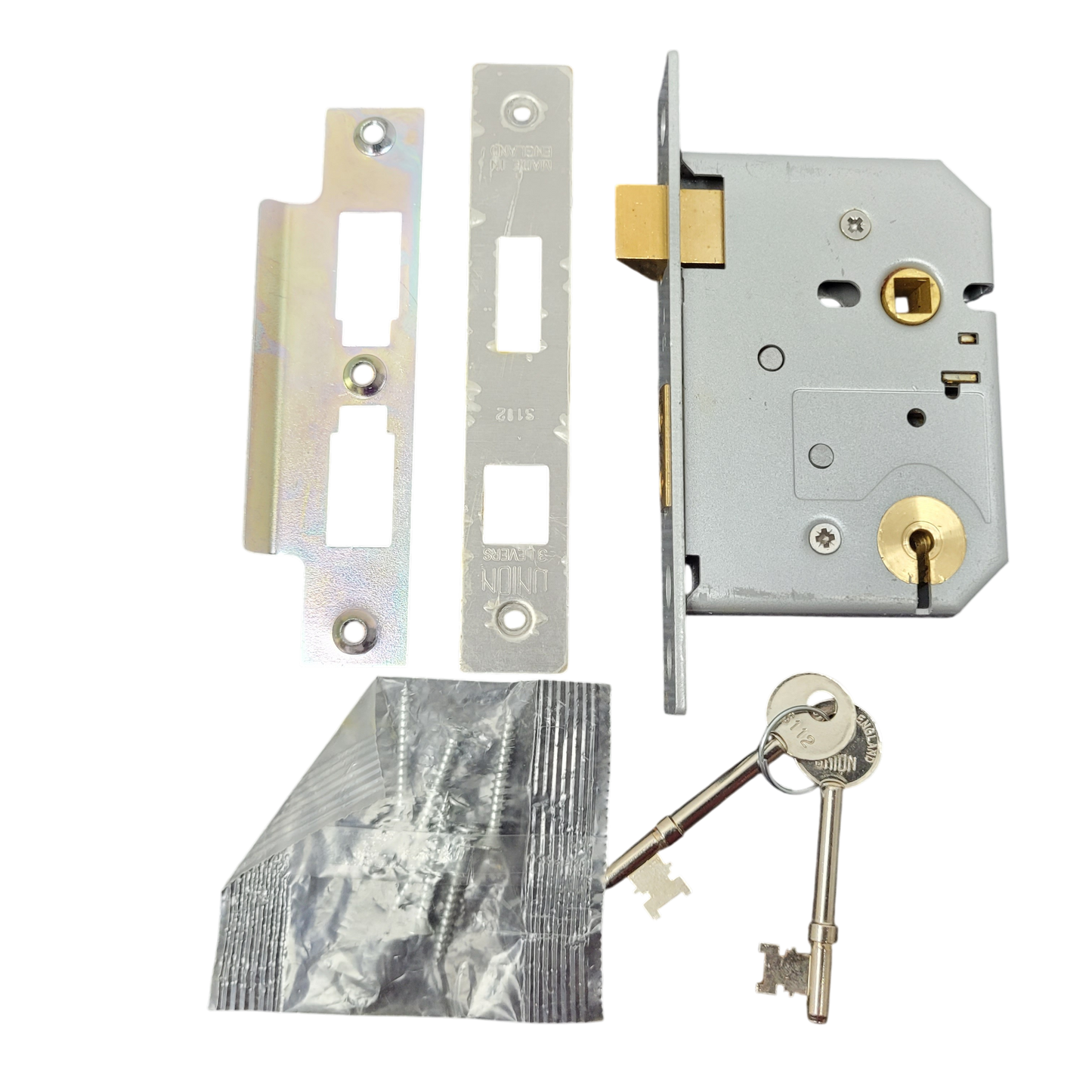 Job Lot of 9 UNION 2237 3-Lever Mortice Sashlocks – 6 × 2½" & 3 × 3" – Individually Keyed