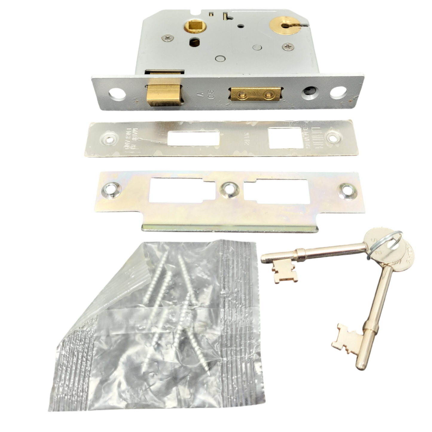 Job Lot of 9 UNION 2237 3-Lever Mortice Sashlocks – 6 × 2½" & 3 × 3" – Individually Keyed