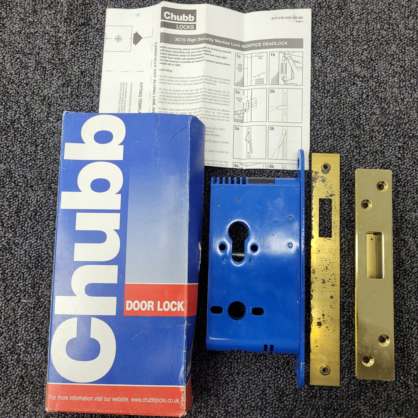 Chubb Door Lock B-3C15-PL-80 Cylinder Mortice Deadlock