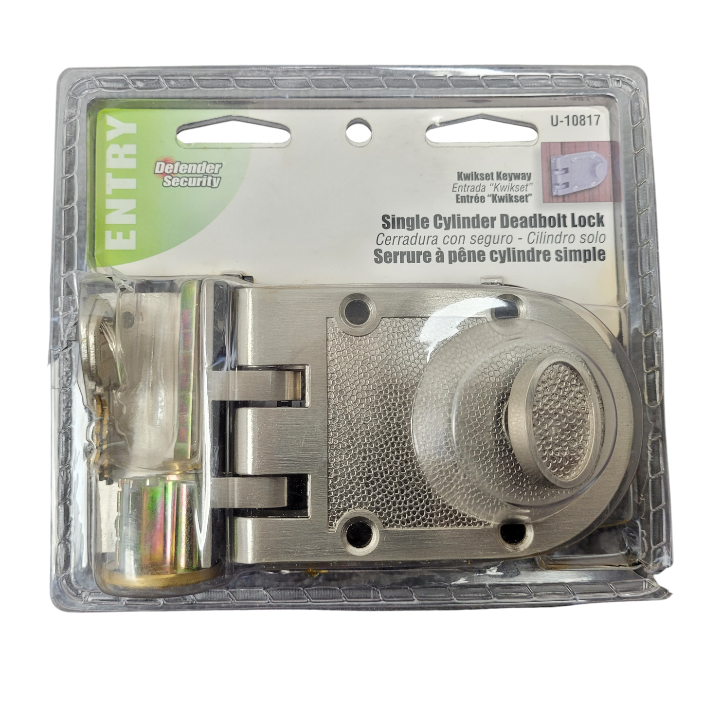 Defender Security U 10817 Deadlock, Jimmy-Resistant, Single Cylinder Door Lock