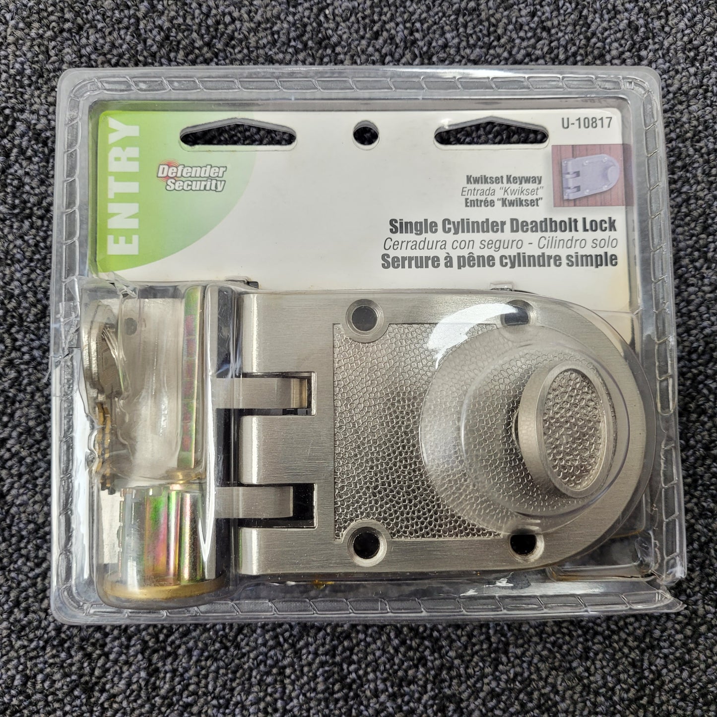 Defender Security U 10817 Deadlock, Jimmy-Resistant, Single Cylinder Door Lock