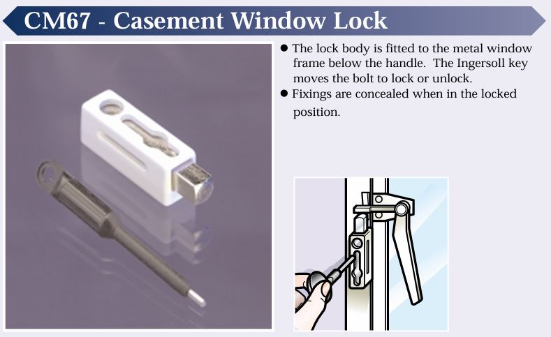 Ingersoll CM67 Metal Casement Window Lock