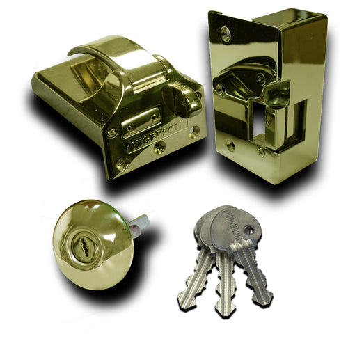 Ingersoll SC73E Non-Double Locking Nightlatch with Electric Release, Classic Cylinder, INWARD-OPENING DOORS, POLISHED BRASS