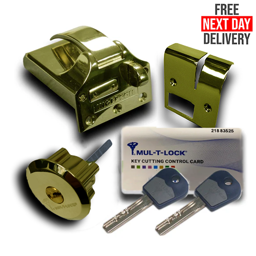 Ingersoll SC73 Non-Double-Locking Nightlatch, Mul-T-Lock Cylinder, OUTWARD-OPENING DOORS, POLISHED BRASS