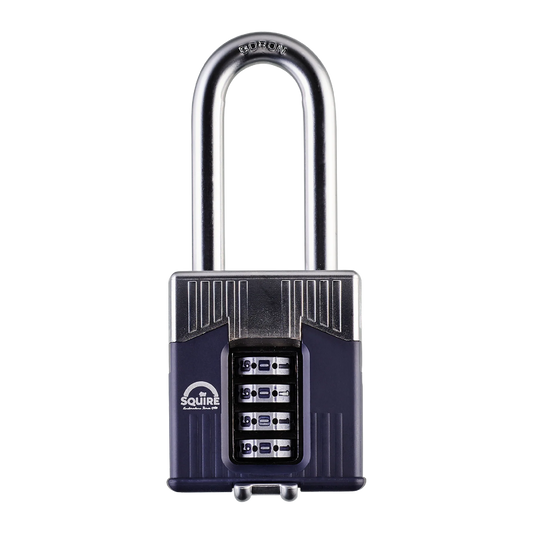 Squire Warrior Combi 55/2.5 - Long Shackle Heavy-Duty Combination Padlock